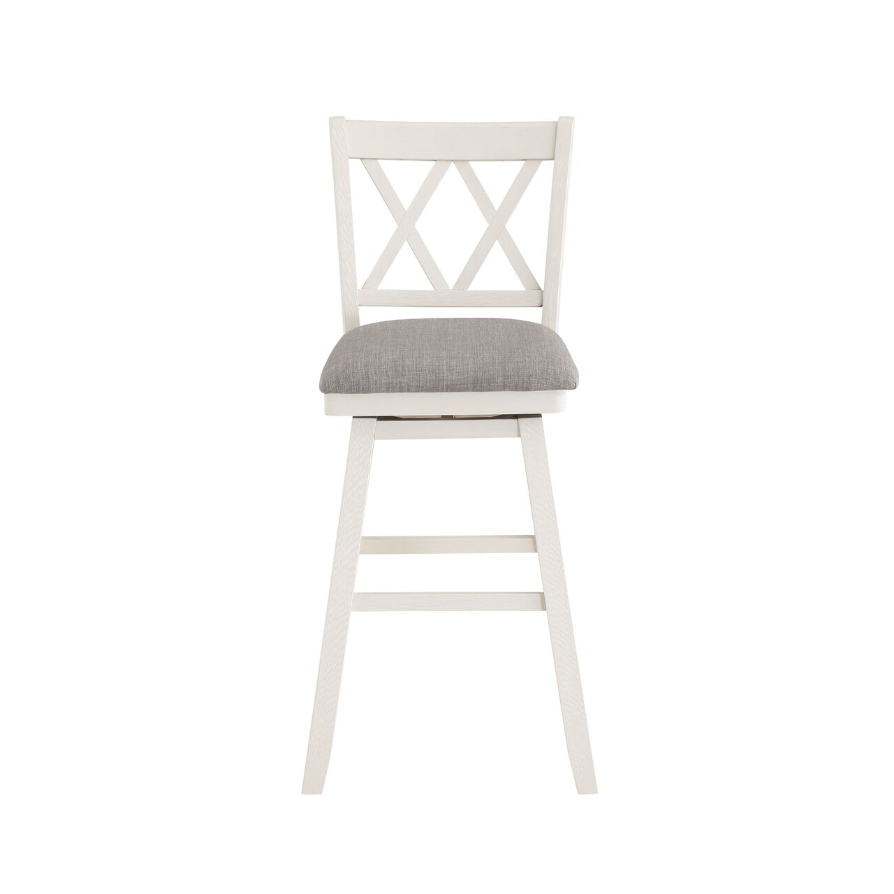 Contemporary Home Living 42.5" White High Double Cross Bar Stool with Swivel Seat